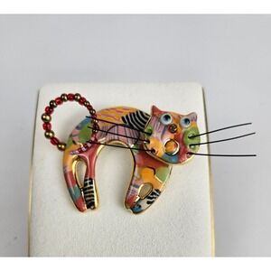 Jewelry 10 Articulated Cat Brooch Colorful Mixed Media Pin